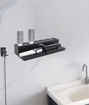 Roestvrijstalen Krultanghouder voor Wandmontage – 7-Slots Haargereedschap Organizer met Snoerhaak