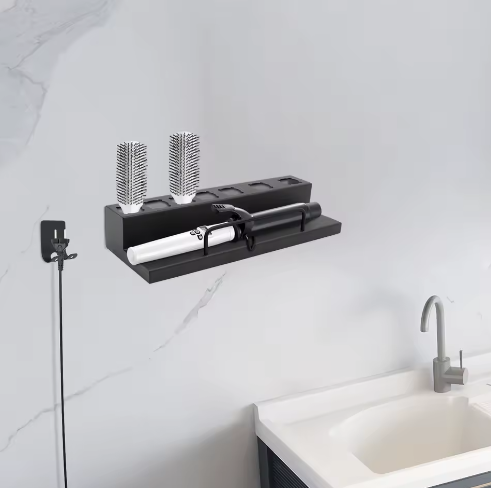 Roestvrijstalen Krultanghouder voor Wandmontage – 7-Slots Haargereedschap Organizer met Snoerhaak