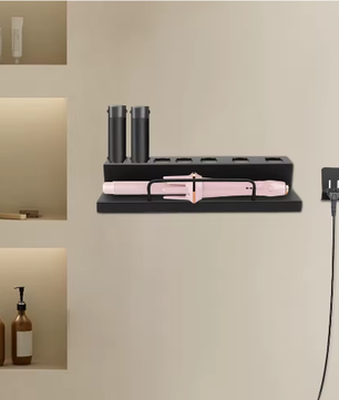 Roestvrijstalen Krultanghouder voor Wandmontage – 7-Slots Haargereedschap Organizer met Snoerhaak