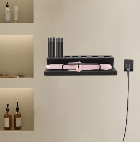 Roestvrijstalen Krultanghouder voor Wandmontage – 7-Slots Haargereedschap Organizer met Snoerhaak