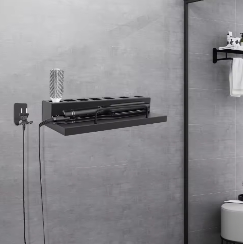 Roestvrijstalen Krultanghouder voor Wandmontage – 7-Slots Haargereedschap Organizer met Snoerhaak