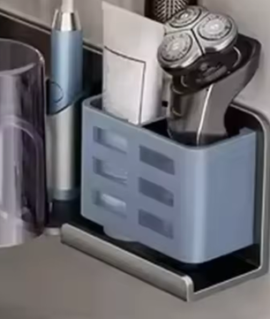 Wandgemonteerde Tandenborstelhouder met Bekeropslag – Boorvrije Badkamer Organizer