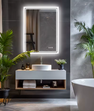 LED Badkamerspiegel met Achtergrondverlichting – Dimbaar, Anti-Condens, Frameloos en Touchbediening