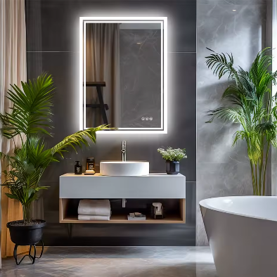 LED Badkamerspiegel met Achtergrondverlichting – Dimbaar, Anti-Condens, Frameloos en Touchbediening