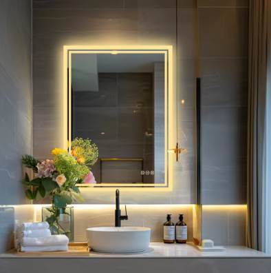 LED Badkamerspiegel met Achtergrondverlichting – Dimbaar, Anti-Condens, Frameloos en Touchbediening