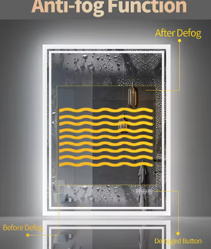 LED Badkamerspiegel met Achtergrondverlichting – Dimbaar, Anti-Condens, Frameloos en Touchbediening