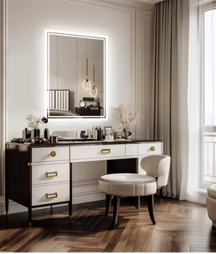 Verlichte Badkamerspiegel met Achtergrondverlichting – Rechthoekig, Dimbaar, Anti-condens, Wandmontage, Modern Design