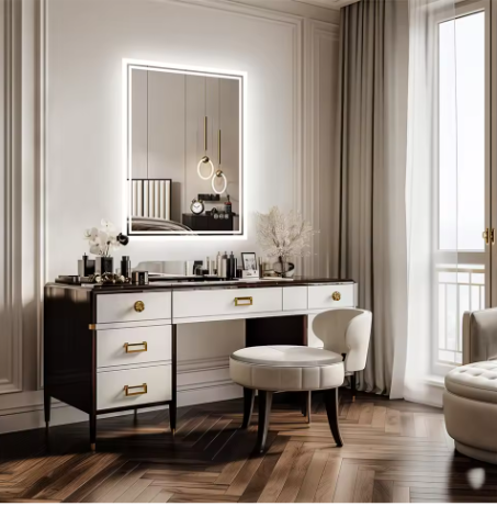 Verlichte Badkamerspiegel met Achtergrondverlichting – Rechthoekig, Dimbaar, Anti-condens, Wandmontage, Modern Design