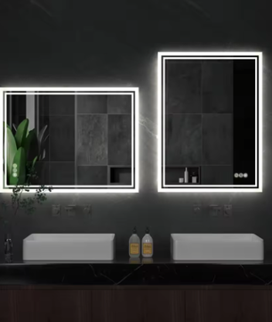 Verlichte Badkamerspiegel met Achtergrondverlichting – Rechthoekig, Dimbaar, Anti-condens, Wandmontage, Modern Design