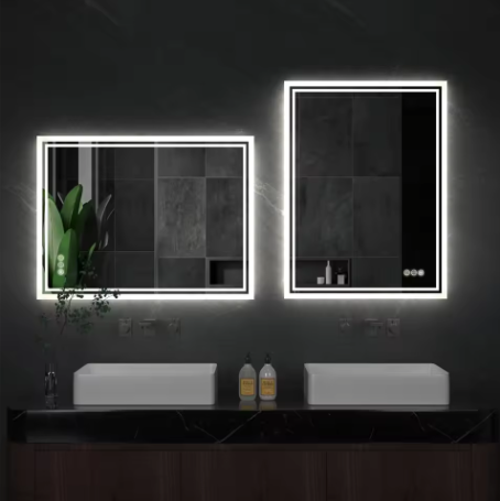 Verlichte Badkamerspiegel met Achtergrondverlichting – Rechthoekig, Dimbaar, Anti-condens, Wandmontage, Modern Design