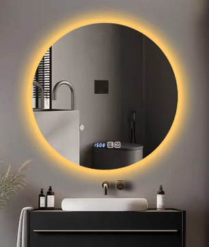Ronde Slimme Badkamerspiegel Ø50 cm – LED Achtergrondverlichting, Touchbediening, Wandmontage, HD Glas