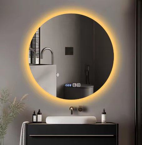 Ronde Slimme Badkamerspiegel Ø50 cm – LED Achtergrondverlichting, Touchbediening, Wandmontage, HD Glas