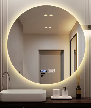 Ronde Slimme Badkamerspiegel Ø50 cm – LED Achtergrondverlichting, Touchbediening, Wandmontage, HD Glas