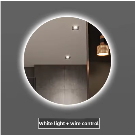 Ronde Slimme Badkamerspiegel Ø50 cm – LED Achtergrondverlichting, Touchbediening, Wandmontage, HD Glas