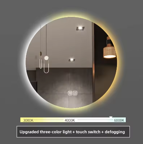Ronde Slimme Badkamerspiegel Ø50 cm – LED Achtergrondverlichting, Touchbediening, Wandmontage, HD Glas