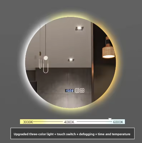 Ronde Slimme Badkamerspiegel Ø50 cm – LED Achtergrondverlichting, Touchbediening, Wandmontage, HD Glas
