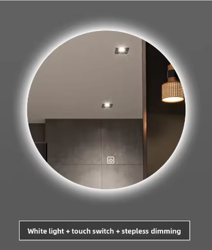 Ronde Slimme Badkamerspiegel Ø50 cm – LED Achtergrondverlichting, Touchbediening, Wandmontage, HD Glas