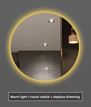 Ronde Slimme Badkamerspiegel Ø50 cm – LED Achtergrondverlichting, Touchbediening, Wandmontage, HD Glas