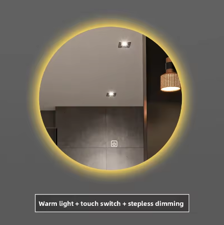 Ronde Slimme Badkamerspiegel Ø50 cm – LED Achtergrondverlichting, Touchbediening, Wandmontage, HD Glas