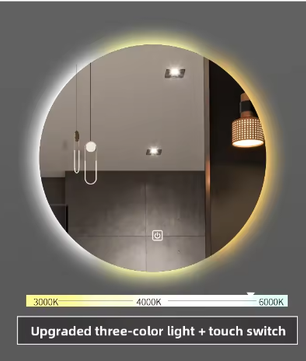 Ronde Slimme Badkamerspiegel Ø50 cm – LED Achtergrondverlichting, Touchbediening, Wandmontage, HD Glas