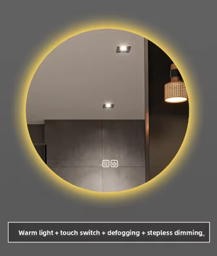 Ronde Slimme Badkamerspiegel Ø50 cm – LED Achtergrondverlichting, Touchbediening, Wandmontage, HD Glas
