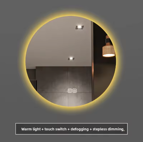 Ronde Slimme Badkamerspiegel Ø50 cm – LED Achtergrondverlichting, Touchbediening, Wandmontage, HD Glas
