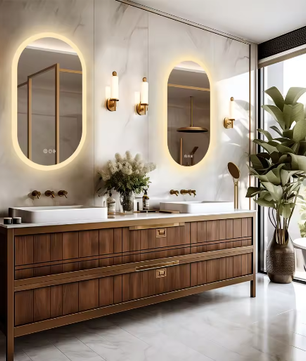 Ovale Verlichte Badkamerspiegel met LED Achtergrondverlichting – Touchbediening, Dimbaar, Anti-condens, IP44