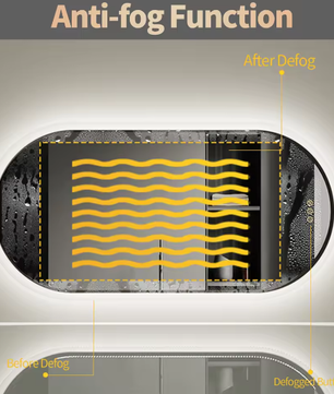 Ovale Verlichte Badkamerspiegel met LED Achtergrondverlichting – Touchbediening, Dimbaar, Anti-condens, IP44