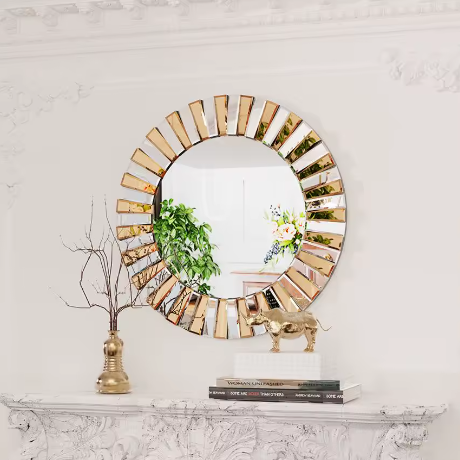 Decoratieve Ronde Wandspiegel Starburst – Venetiaanse Stijl, Wandmontage, Accent Spiegel voor Hal en Badkamer