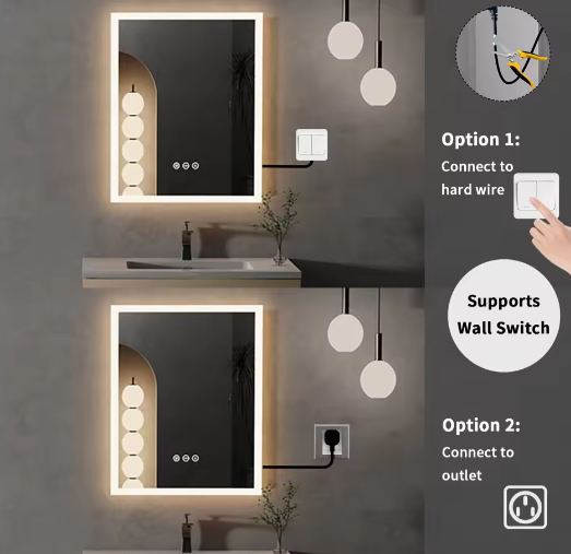 LED Badkamerspiegel met Verlichting en Anticondens – Wandgemonteerde Spiegel met Touchbediening en Geheugenfunctie