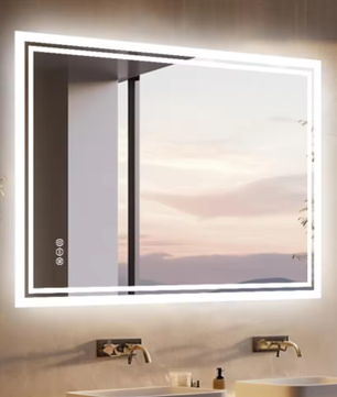 LED Badkamerspiegel met Dimbare Achtergrondverlichting en Anticondens – Rechthoekige Wandspiegel met Touchbediening, Verticaal en Horizontaal te Monteren