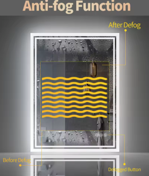 LED Badkamerspiegel met Dimbare Achtergrondverlichting en Anticondens – Rechthoekige Wandspiegel met Touchbediening, Verticaal en Horizontaal te Monteren