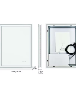 LED Badkamerspiegel met Dimbare Achtergrondverlichting en Anticondens – Rechthoekige Wandspiegel met Touchbediening, Verticaal en Horizontaal te Monteren