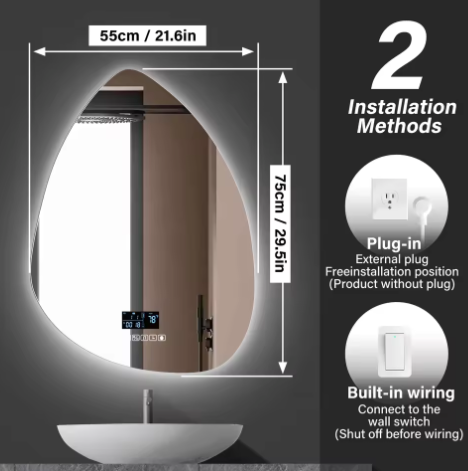 Slimme Waterdruppel LED Badkamerspiegel met Anticondens en Touchbediening