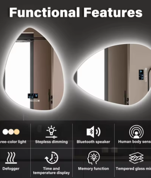 Slimme Waterdruppel LED Badkamerspiegel met Anticondens en Touchbediening