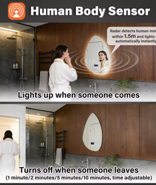 Slimme Waterdruppel LED Badkamerspiegel met Anticondens en Touchbediening