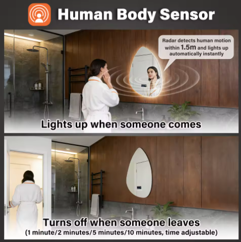 Slimme Waterdruppel LED Badkamerspiegel met Anticondens en Touchbediening