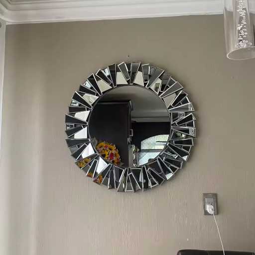 Unieke Sunburst Wandspiegel Rond 80 cm – Zilver Decoratief