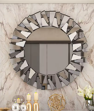 Unieke Sunburst Wandspiegel Rond 80 cm – Zilver Decoratief