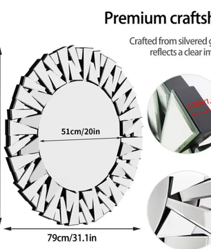 Unieke Sunburst Wandspiegel Rond 80 cm – Zilver Decoratief