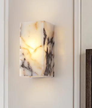 Luxe Zwarte Natuurstenen Wandlamp – Kubusvormige LED Blaker