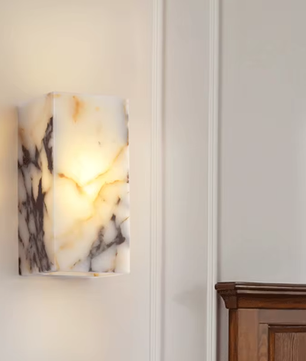 Luxe Zwarte Natuurstenen Wandlamp – Kubusvormige LED Blaker