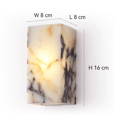 Luxe Zwarte Natuurstenen Wandlamp – Kubusvormige LED Blaker