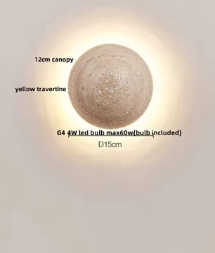 Moderne Travertijn LED Wandlamp met Houten Details