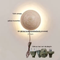 Moderne Travertijn LED Wandlamp met Houten Details