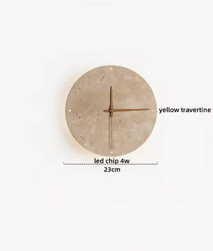 Moderne Travertijn LED Wandlamp met Houten Details