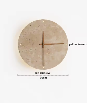 Moderne Travertijn LED Wandlamp met Houten Details