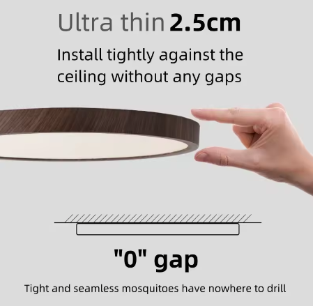 LED plafondlamp met houtnerf – Ultradunne ronde plafondverlichting met 3 lichtkleuren voor slaapkamer, keuken en badkamer