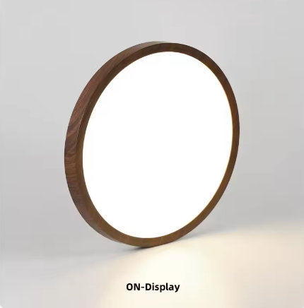 LED plafondlamp met houtnerf – Ultradunne ronde plafondverlichting met 3 lichtkleuren voor slaapkamer, keuken en badkamer