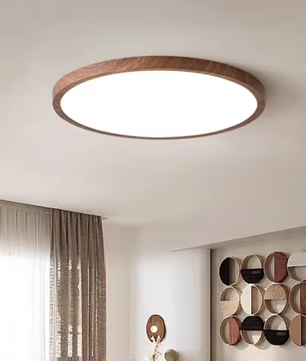 LED plafondlamp met houtnerf – Ultradunne ronde plafondverlichting met 3 lichtkleuren voor slaapkamer, keuken en badkamer